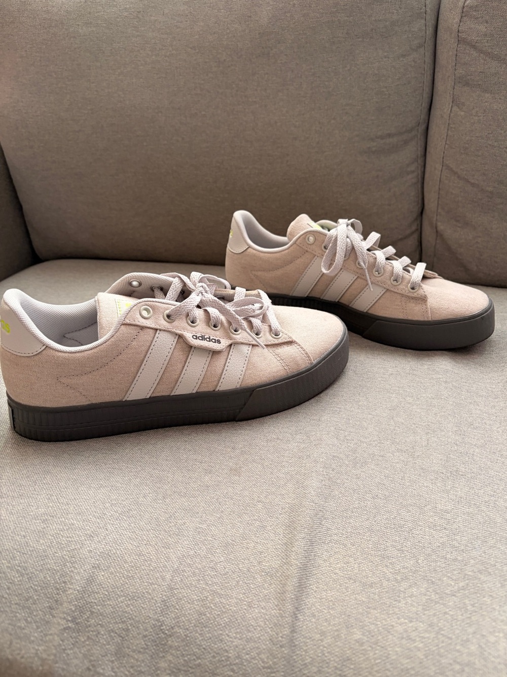Adidas Men’s Beige Canvas Sneakers with Gray Sole Daily 3.0